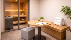 会話スペースのあるサウナ