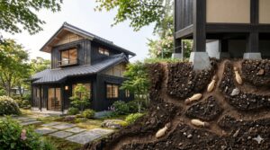 家にシロアリが住み着こうとしているイメージ