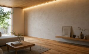 - 滋賀で自然素材・木の家の注文住宅を建てる工務店|株式会社スムース 無垢を活かしたモダンなリビング