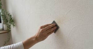 珪藻土の汚れを落とす様子 - 滋賀で自然素材・木の家の注文住宅を建てる工務店|株式会社スムース 珪藻土の汚れを落とす様子
