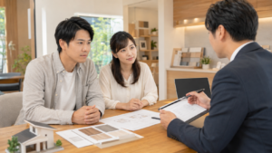 住宅ローンについて説明を受けている様子